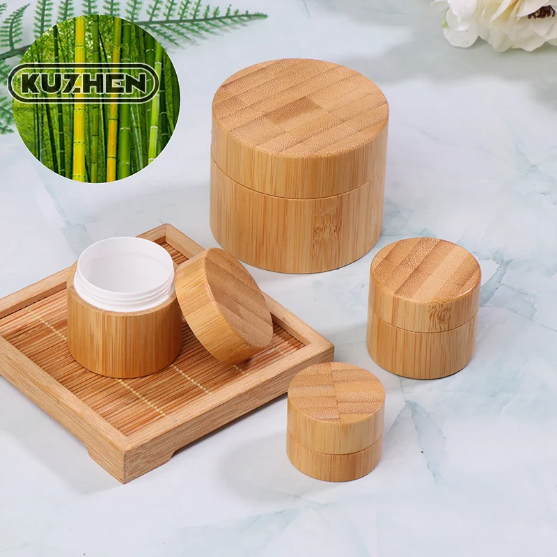 New 10/15/30/50g Bamboo Bottle Cream Jar Nail Art Mask Cream Refillable Empty Cosmetic Makeup Container Bottle Storage Box