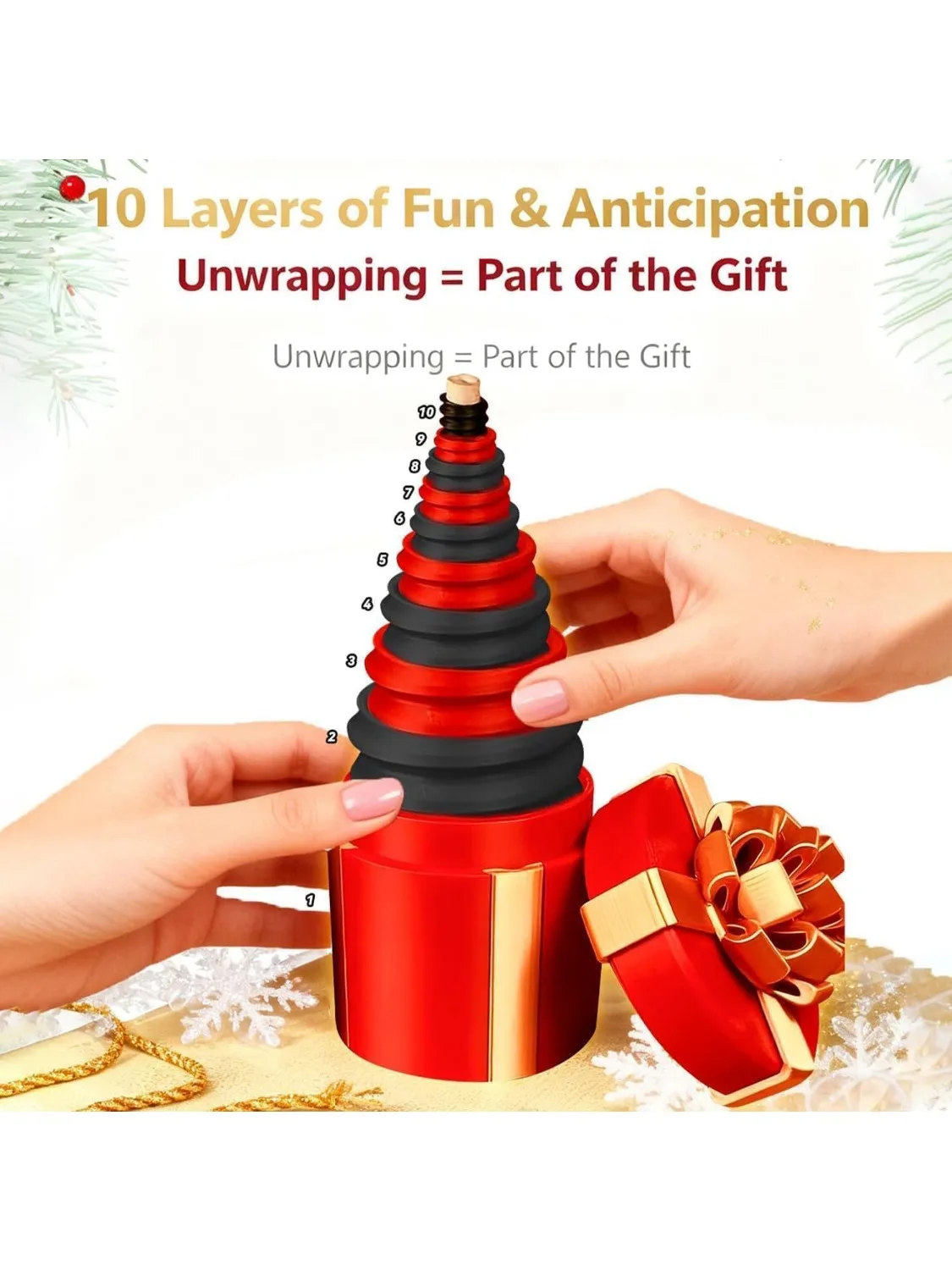 صندوق هدايا برغي متداخل مزعج حاوية بطاقات المال 10 طبقات علب هدايا مزحة قابلة لإعادة الاستخدام لعيد الميلاد وعيد الميلاد والحفلات الممتعة #5