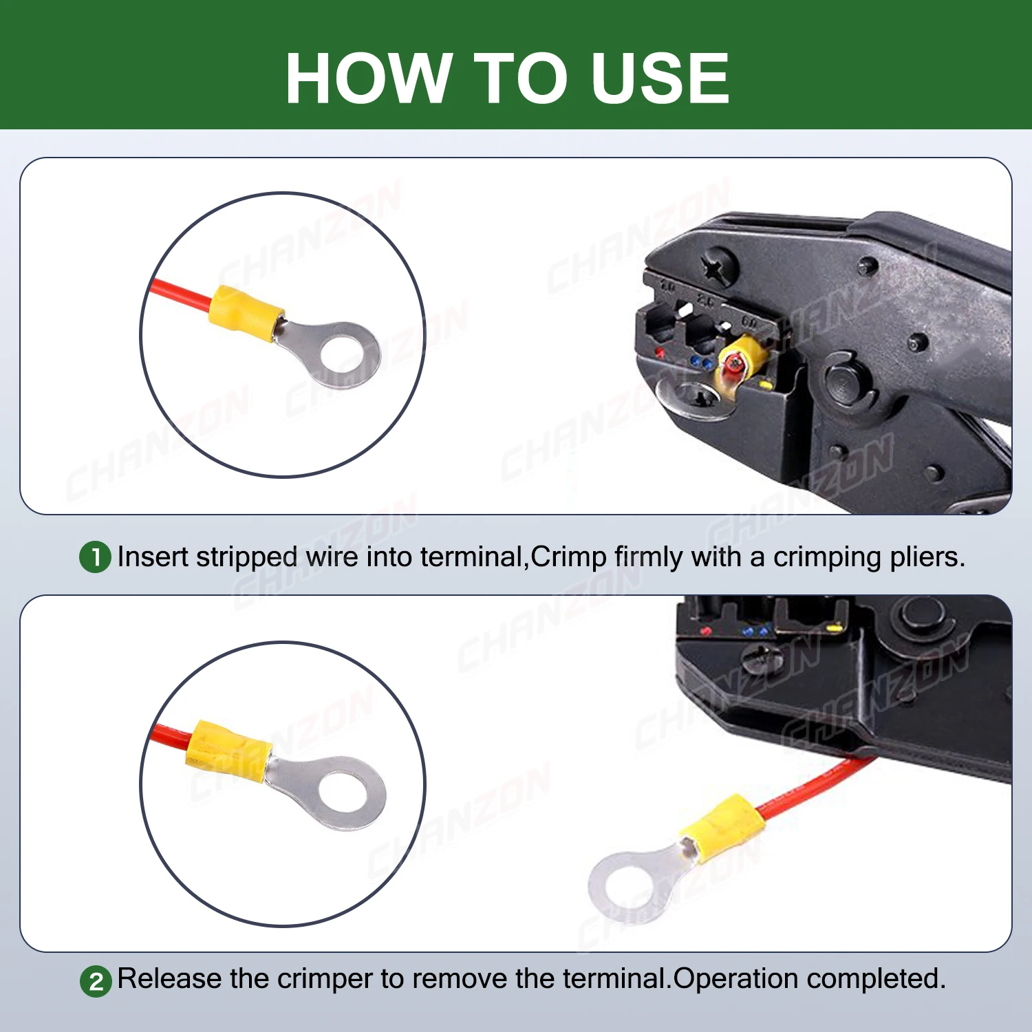 Rv1.25 Rv2 Rv5 22-10Awg Elektrische Ring Crimp Draht Terminals Steckverbinder Kabel Kit Isolierte Verkabelung Crimpzange Rot Blau Gelb – Detail 5