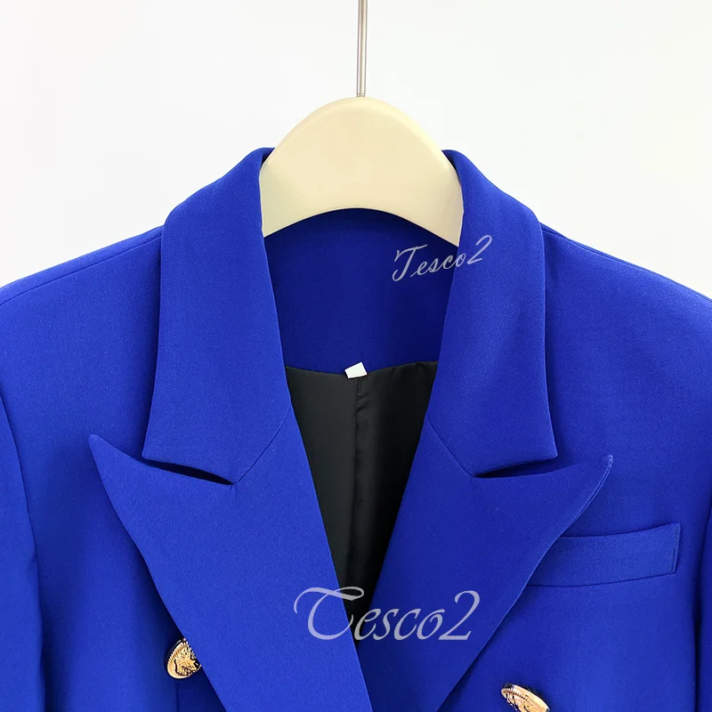 Tesco Royal Blue Suit Blazer For Women Classic Double Breasted Slim Fit Jacket For Formal Occasion Custom Made Women\'s Coat