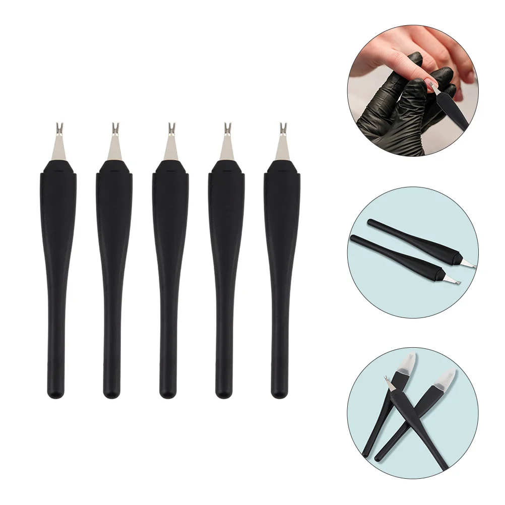 

5pcs Dead Skin Fork Nail Art Tool Premium ABS Stainless Steel Exfoliating Trimmers Cleaner Cuticle Remover for Nail Care