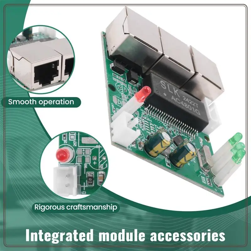 Sakelar Cepat Handal Mini 3 Port Sakelar Ethernet 10 / 100Mbps Papan Modul Pcb Hub Sakelar Jaringan untuk Modul Integrasi Sistem,