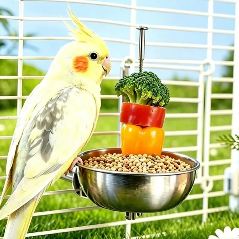 Stainless Steel Parrots Feeder Bird Fruit Vegetable Holder for Parrots Enrichment J0MC