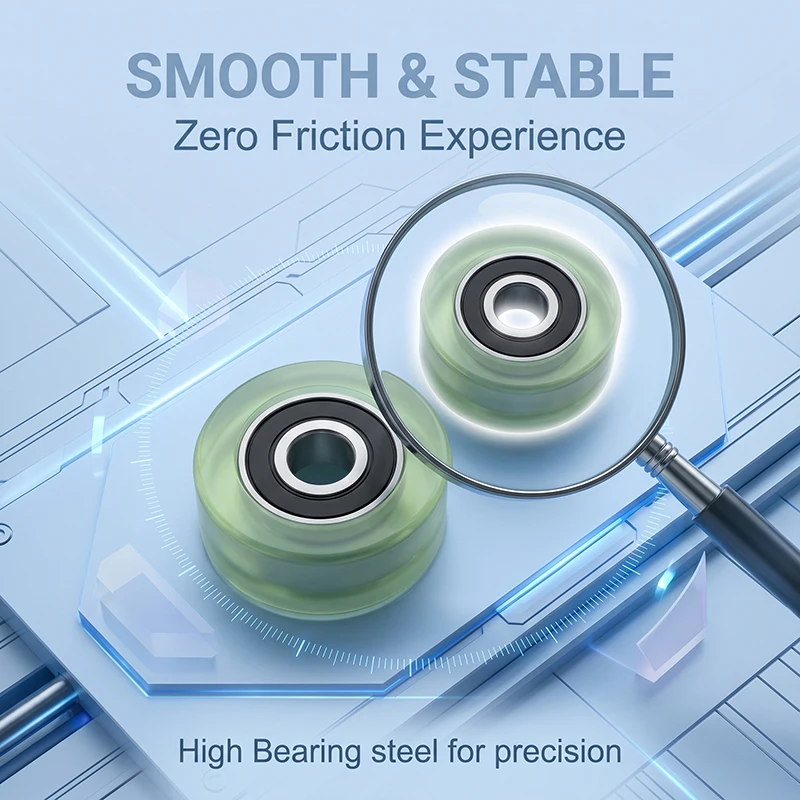 8pcs OD 25mm Hole 5mm PU Covered Bearing Roller Wheel 5x25x9 PU62525-9 Polyurethane Sliding Pulley 5*25*9 for Door Window Rail