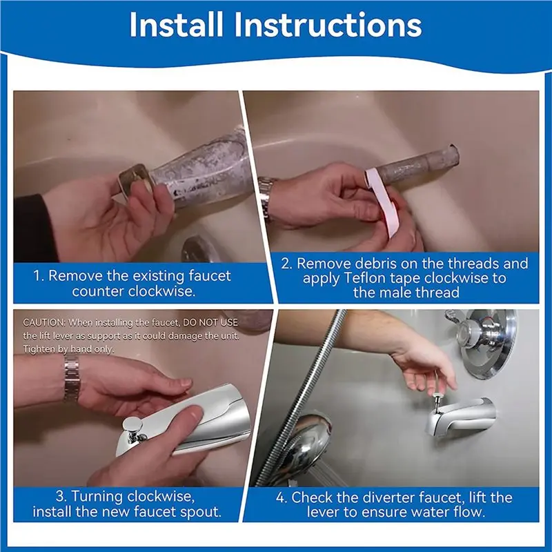 4X صنبور حوض الحمام، 5 1/4 بوصة تثبيت على الحائط الأمامي مع محول دش 1/2 بوصة IPS داخل صنبور صنبور الخيط