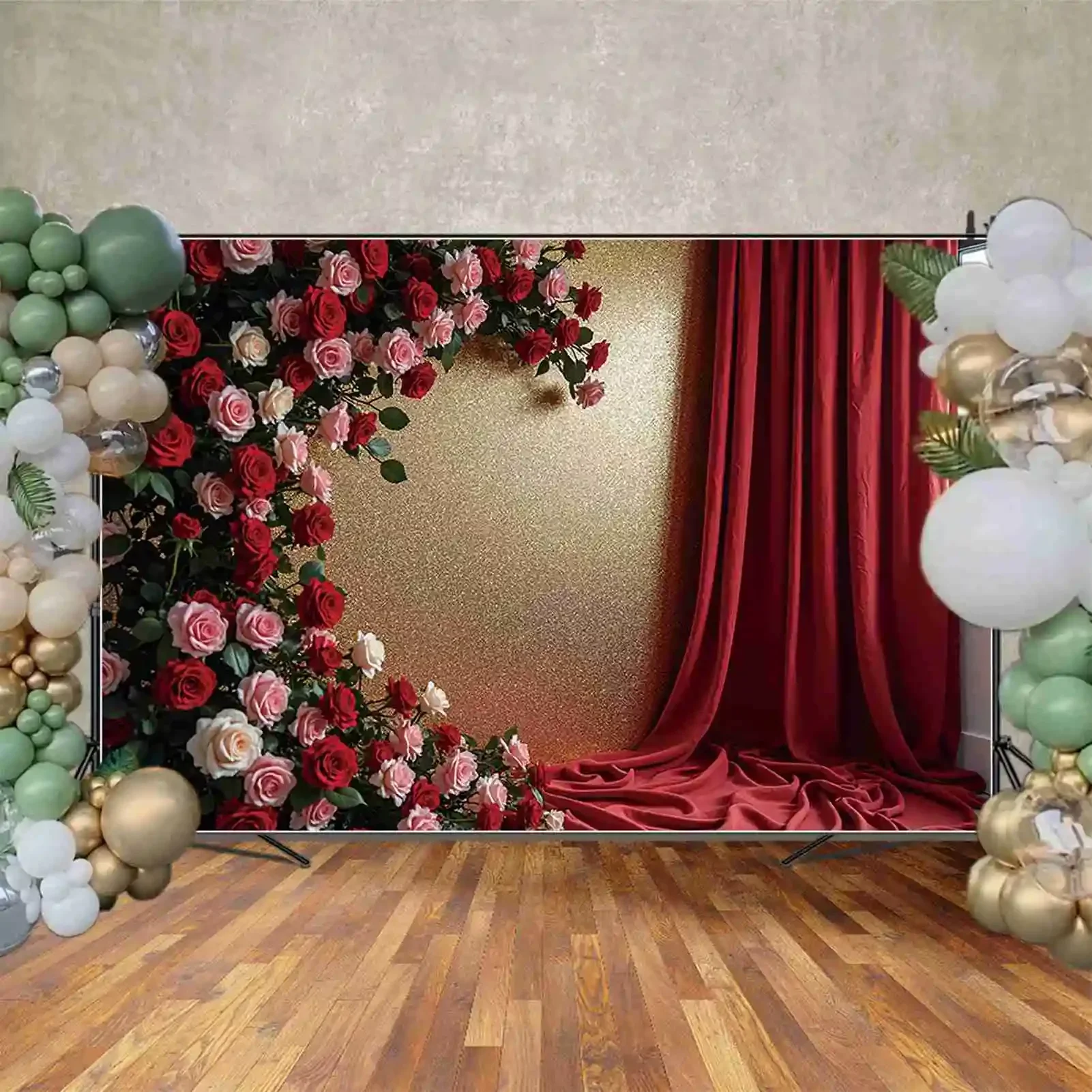 MOON.QG فبراير 14 خلفية للتصوير الفوتوغرافي ستارة عيد الحب الوردية خلفية للتصوير الفوتوغرافي ملحقات منطقة استوديو الطفل