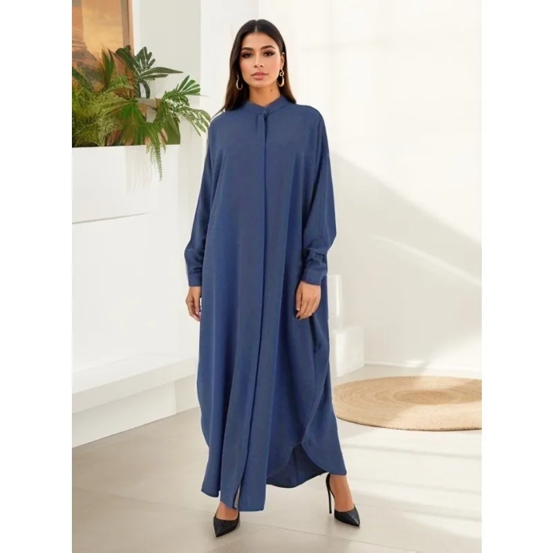 Muslim Women Long Sleeve Abaya Bat Sleeve Casual Robe Islamic Prayer Dress Long Tunics Eid Ramadan Turkey Dubai Kaftan Jilbeb