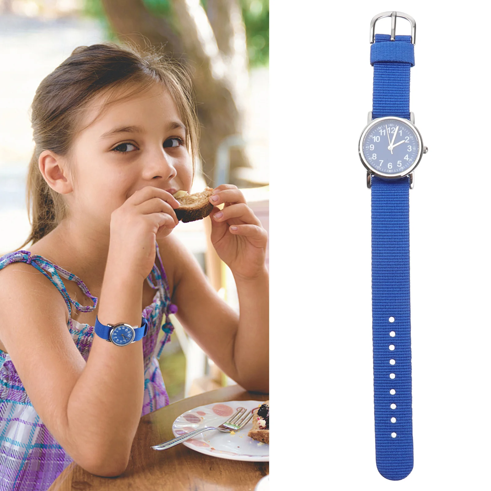 

Водонепроницаемые часы с синим плетеным ремешком, кварцевые модные наручные часы, часы с мультяшным минималистичным дизайном