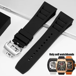 For Richard Mille Rubber Fold Buckle Watchbands RM-11 25mm Convex Interface Soft Multi-Color Breathable Silicone Watch Straps
