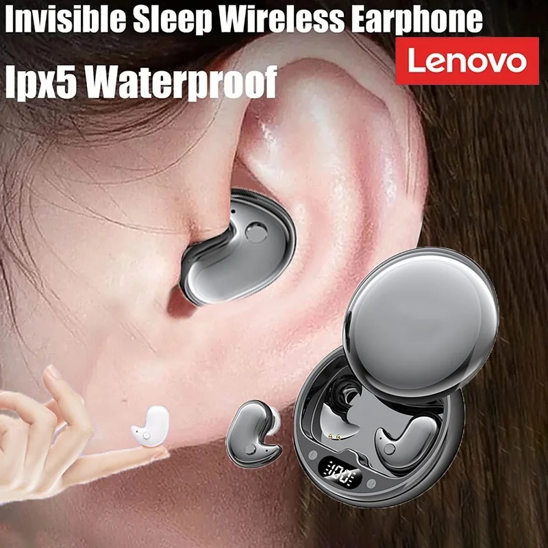 Lenovo Bluetooth Wireless Earphones Small Earbuds Sleeping Sport Invisible Headphones Bass Sound Quality Headset Sliding Cover