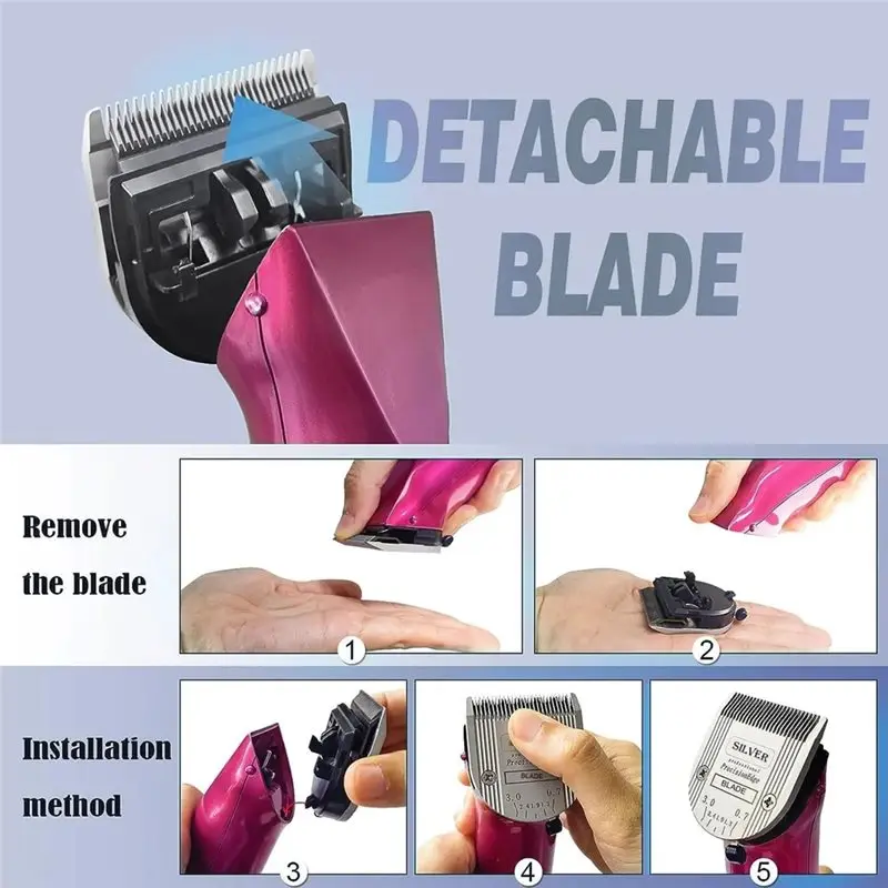YANA35R 3PCS Detachable Professional 5-In-1 Adjustable Blade, For WAHL Animal Arco, Bravura, Chromado, Figura Clippers