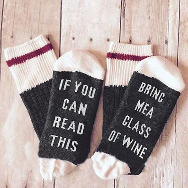 Custom Funny Wine Men Socks If You Can Read This Socks Spring Women Meias feminino Cute Hip Hop Socks 2023 New ArriVal