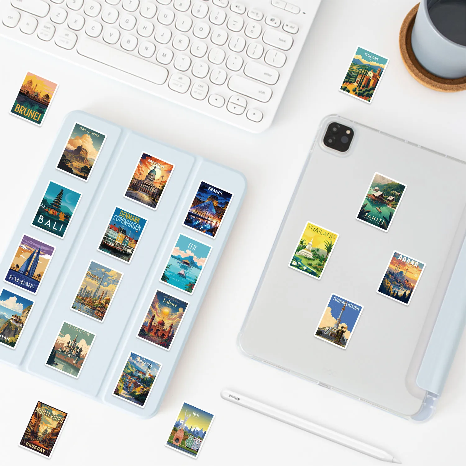 สติกเกอร์ลายการ์ตูนสถานที่สำคัญของโลก 10/30/50/100 ชิ้น สำหรับตกแต่ง DIY กีตาร์ โทรศัพท์ แก้วน้ำ สเก็ตบอร์ด กันน้ำ