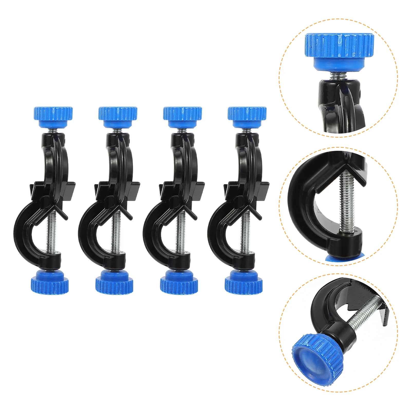 4 Pcs Spanner Wrench Adjustable Iron Stand Accessories Labs Supplies Clamp Aluminum Alloy Holder Clip Black Right Angle Bracket