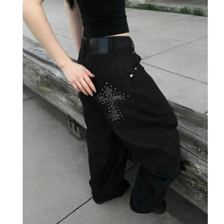 

Cool New Style Loose Wide Leg High Waist Jeans Casual Loose Knife Design Classic Blue Cotton Denim Straight Fit Jeans