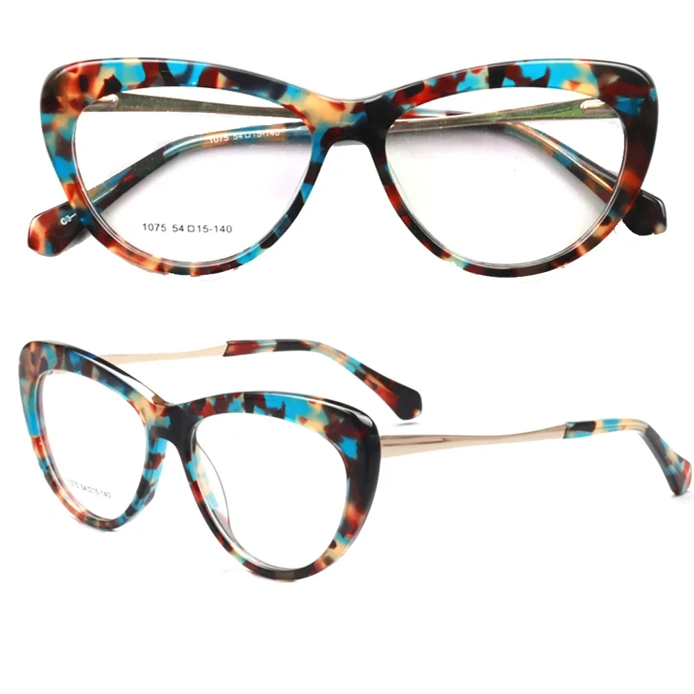 

Modern Women Cat Eye Eyeglasses Frames Women Leopard Print Glasses Frames Light Vintage Retro Acetate Rx Tortoise Eyeglass Frame