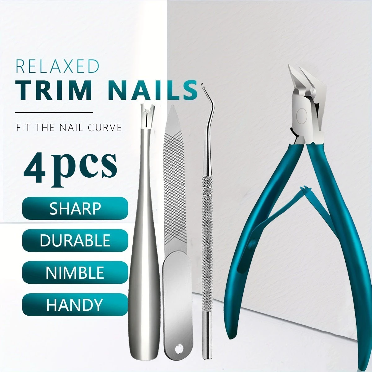 1/3/4Pcs Professional Nail Clipper Set,Heavy Duty Thick Nail Trimmer,Safe Nail Correction Cutter with Nail File for Men Women