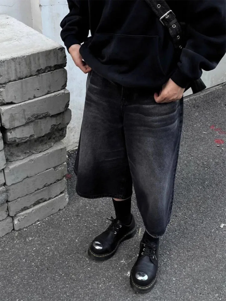 بنطلون جينز أمريكي فضفاض مناسب بخصر عالٍ وواسع الساق للنساء من قماش الدنيم بأربطة مستقيمة بنطلون خريفي عتيق