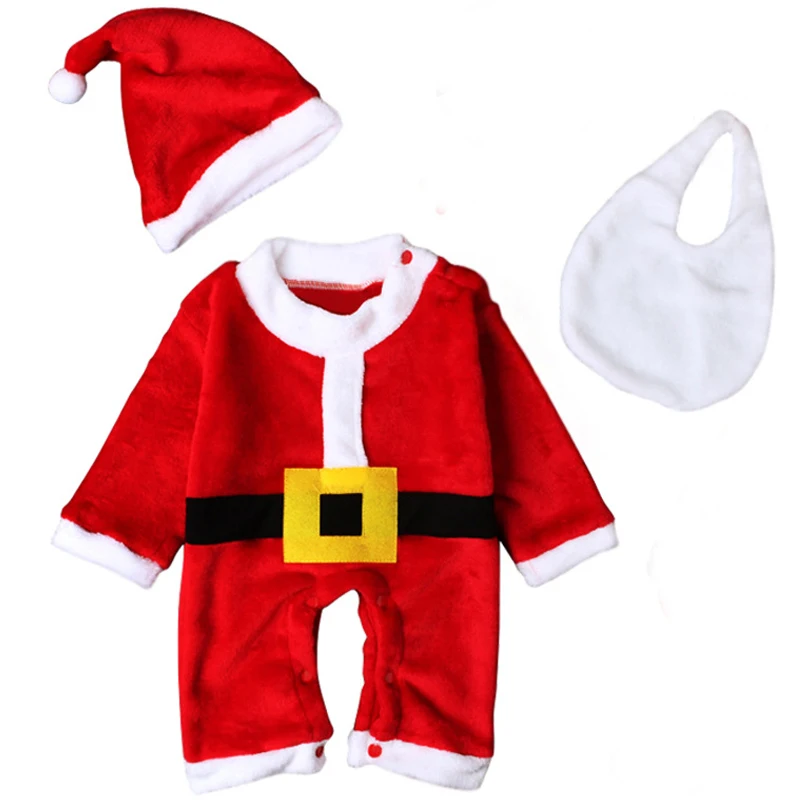 3Piece Sets Winter Newborn Boy Clothes Cartoon Cute Fleece Warm Romper Jumpsuits Baby Clothing Toddler Christmas Outfit BC1563