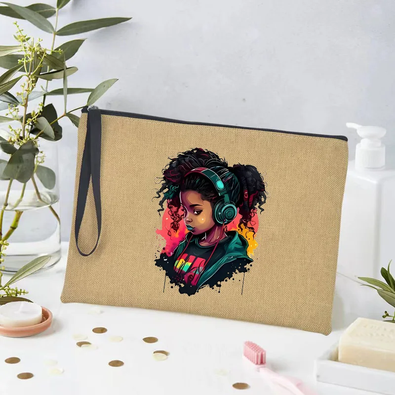 Cool Black Girl Makeup Pouch 2023 Fashion Black Queen Cosmetic Cases Organizer per borse valigie da viaggio astuccio donna ragazza