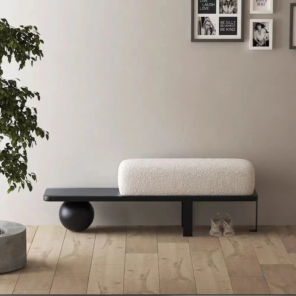 Taburete de cambio de zapato Simple moderno de lujo a la moda, muebles para el hogar y la sala de estar, taburete largo de lujo con Base de Metal