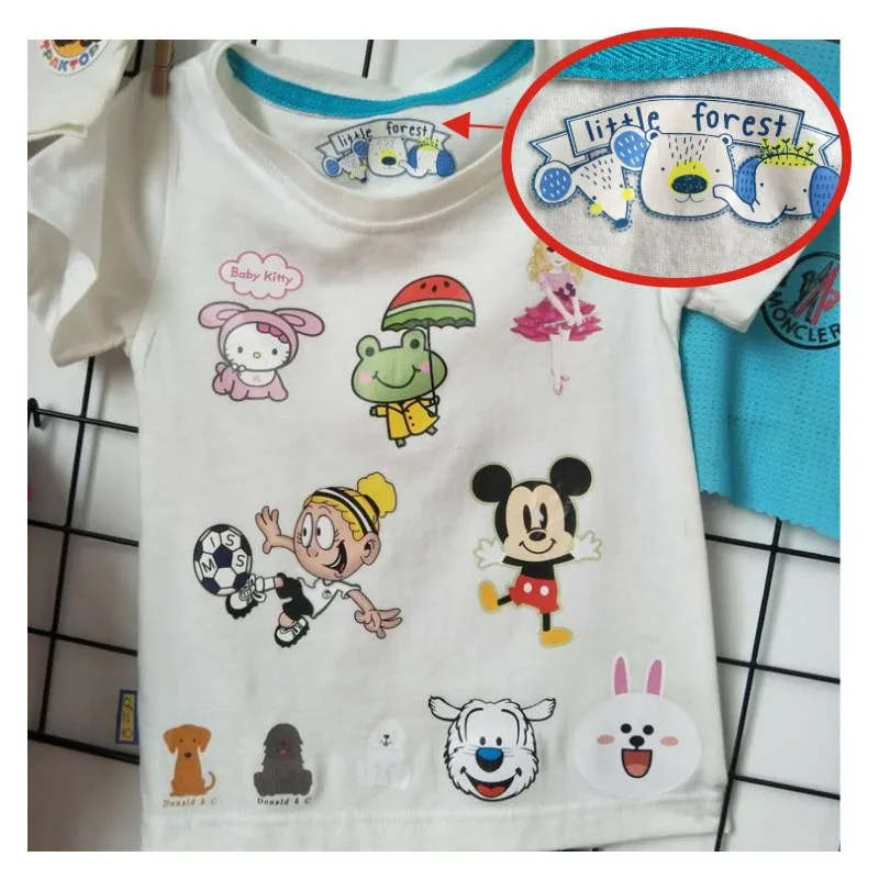 50pcs a lot Mixed Size LOGO printed Vinyl heat transfer Iron Collar Sticker cloth care washing labels Swimsuit tags
