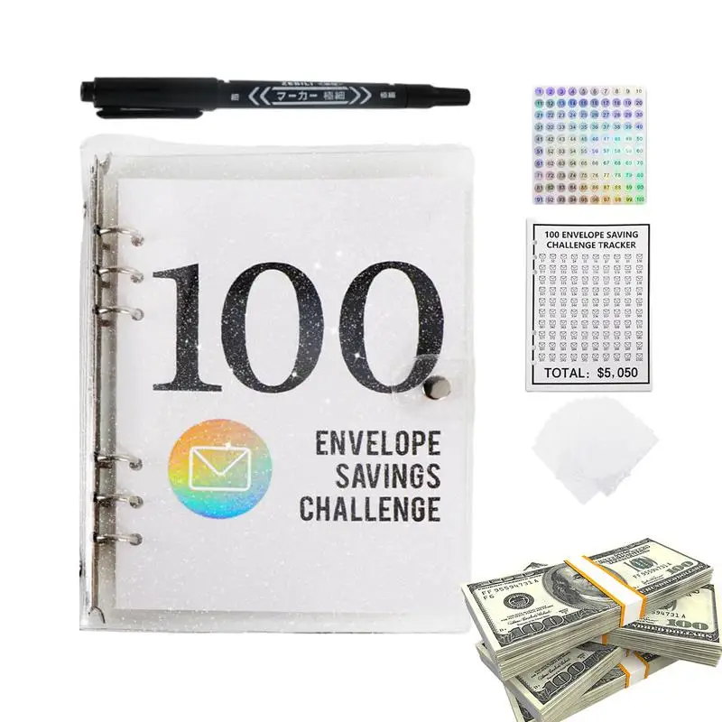 100 Envelope Challenge Binder Money Budget Binder Cash Envelope Binder Cash Stuffing Envelopes Binder Money Saving Binder