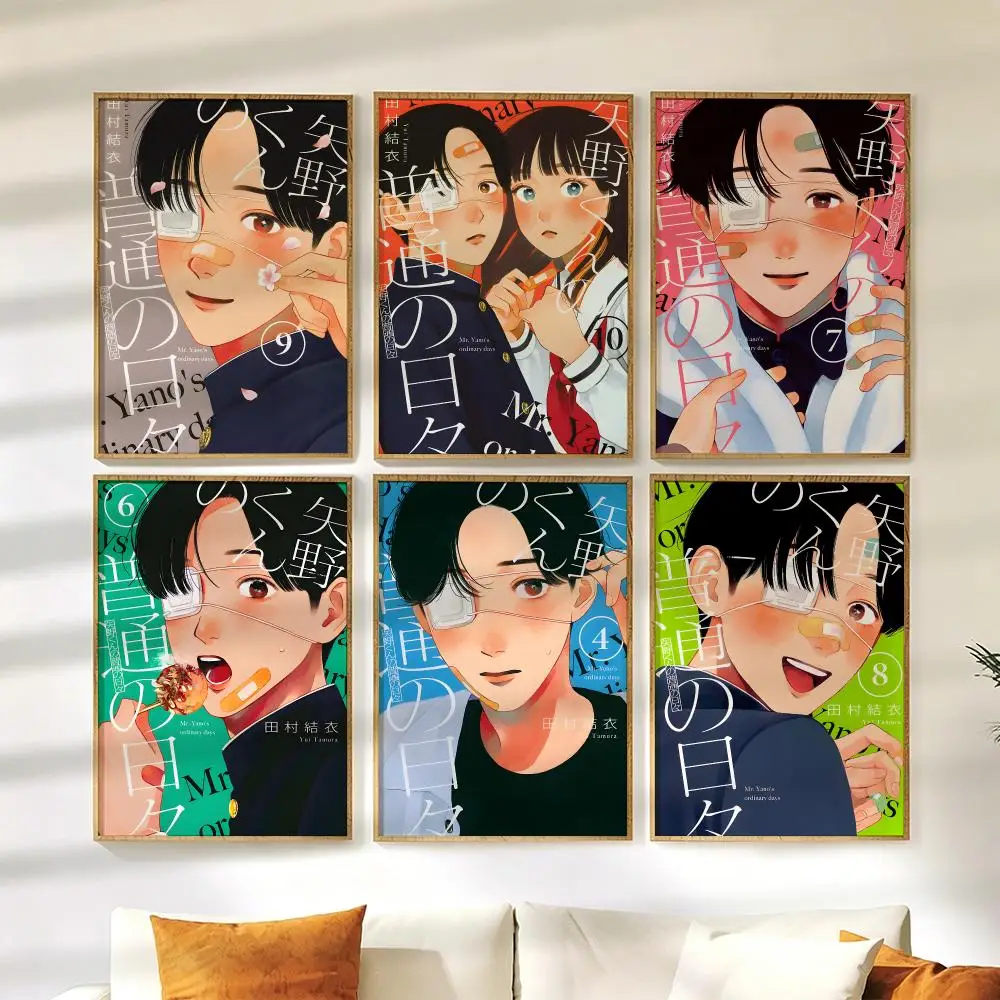 Y-Yano-kun's Ordinary Days Poster Wall Stickers HD Painting Self Adhesive Art Decals for Bedroom Living Room Home Decor