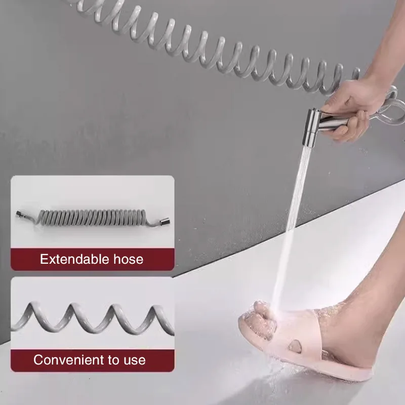 

Bathroom Faucet Extender Retractable Hose with External Bidet Sprayer for Toilet Cleaning And Shower Pressure Washer Extension