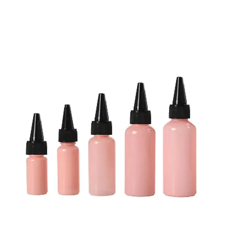 

50Pcs Pink Plastic Bottle PET 10ml 20ml 30ml 50ml 60ml 100ml Black Pointed Cover Portable Cosmetic Packaging Refillable Bottles