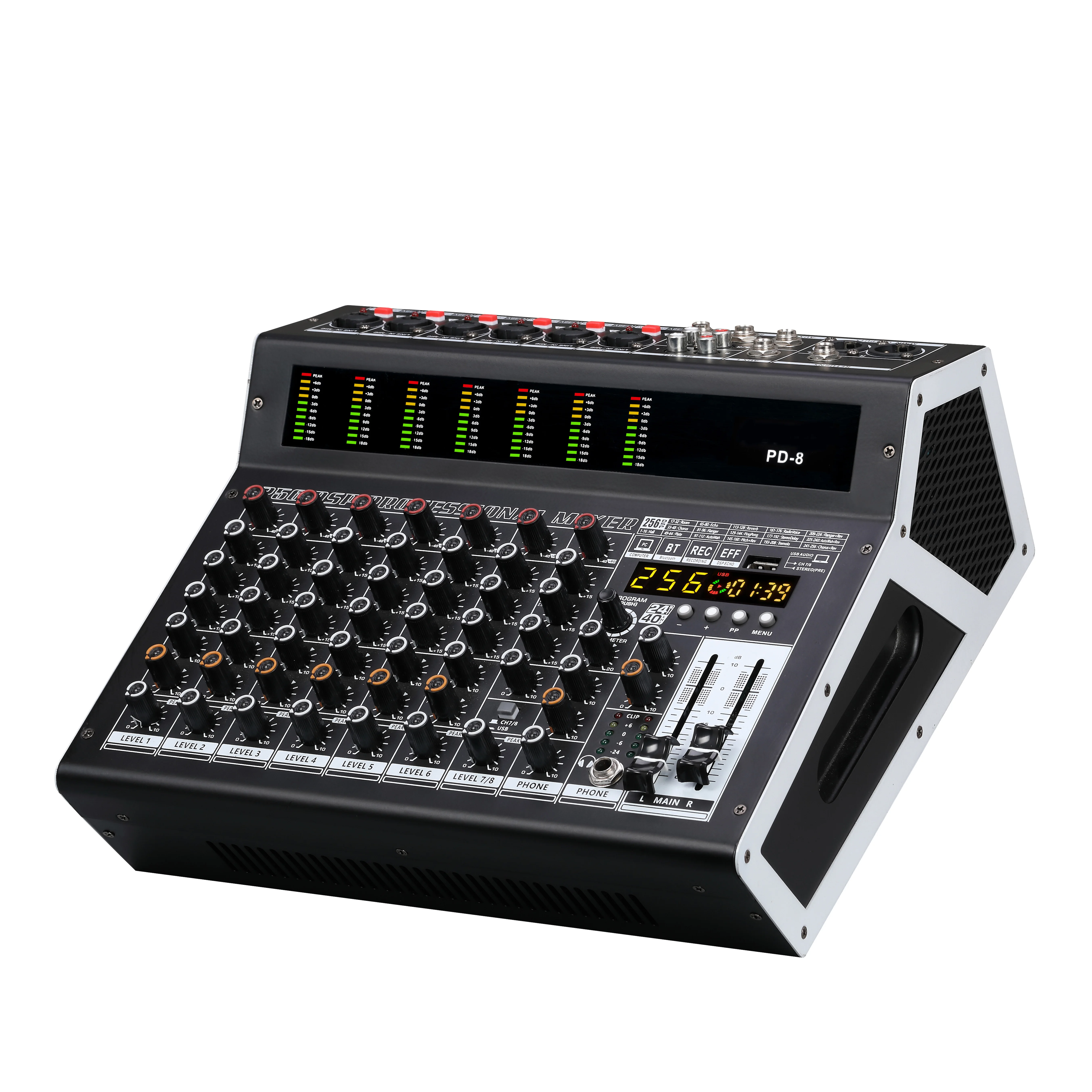 Professional PD-8 8-Channel DJ Controller Mixer Console Noise Cancelling Wireless 2-Device Support Looping USB Recording For