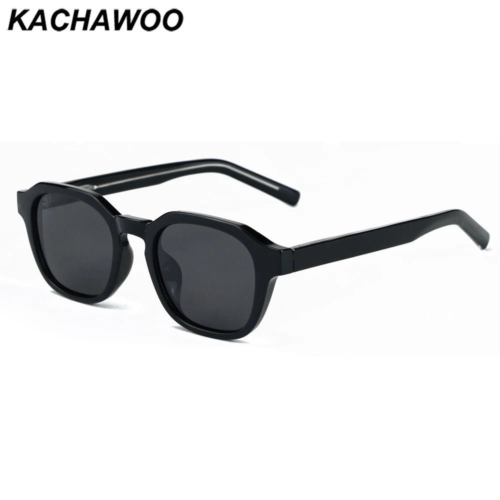 

Kachawoo women polarized sunglasses square TR90 frame polygon vintage sun glasses for men outdoor black brown grey Korean style