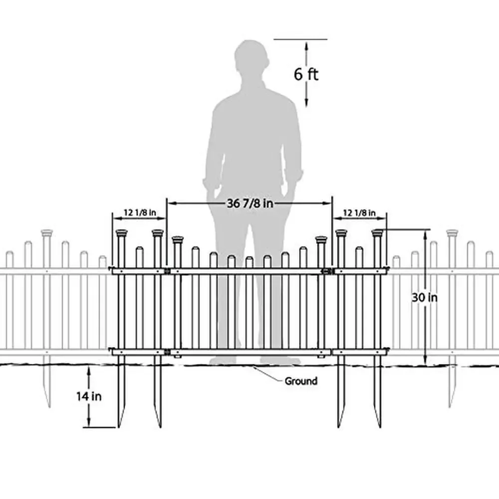 مجموعة بوابة ماديسون من الفينيل مع أجنحة السياج 62 بوصة عرض × 30 بوصة ارتفاع أبيض معاد تدويره من مادة PVC الخضراء، أجهزة سهلة التركيب متضمنة #3