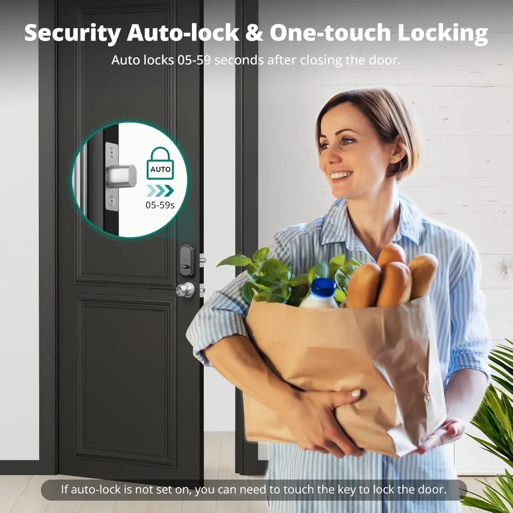 Keyless Entry Deurslot met Deurknop Set Bundel - Satijnnikkel