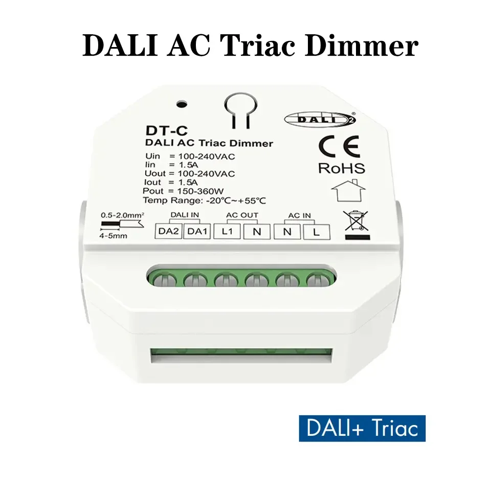 DALI AC Triac Dimmer DT-C Trailing Edge Dimmer for Single Color Dimmable LED Lamps AC100-240V 1.5A 360W