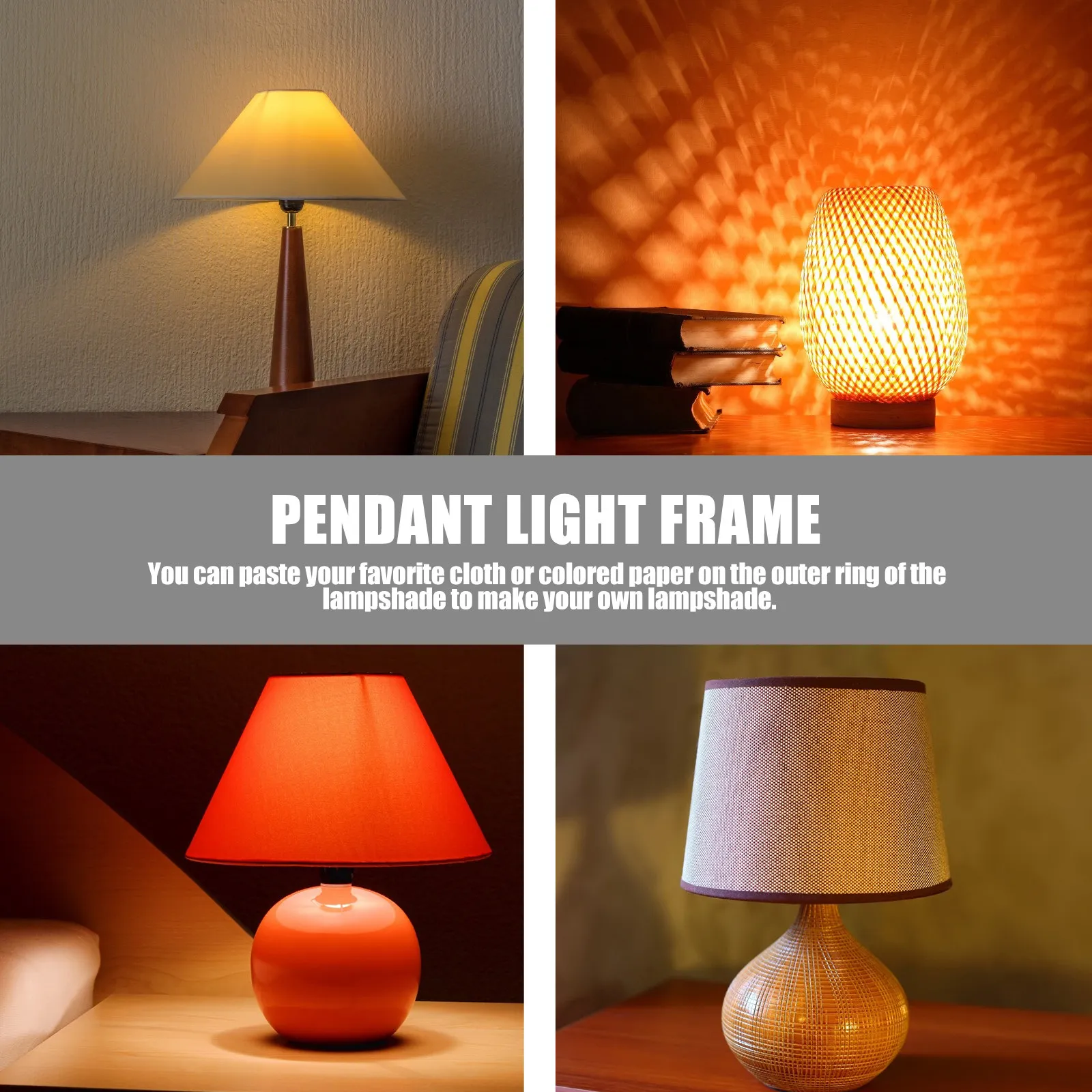 

1Set Lampshade Frame Iron Ring Sturdy DIY Cone Shape Lamp Shade Holder for Table Floor Pendant Lamps Lampshade Frames
