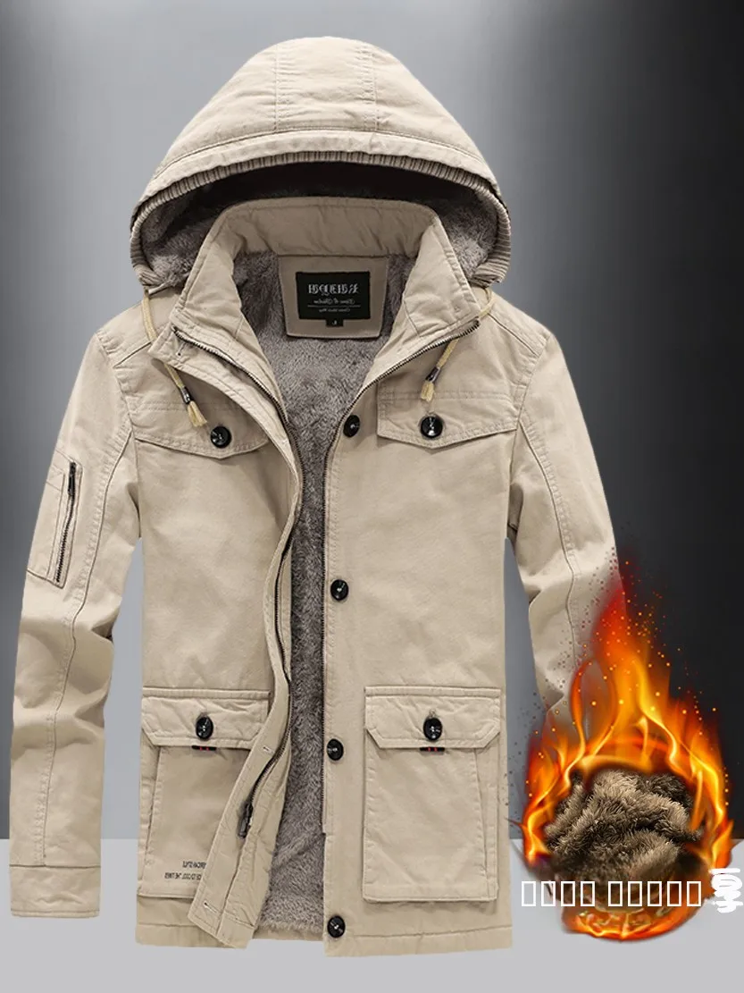 

Утепленное хлопковое пальто средней длины на флисовой подкладке для осени и зимы, повседневное, больших размеров, для защиты от холода