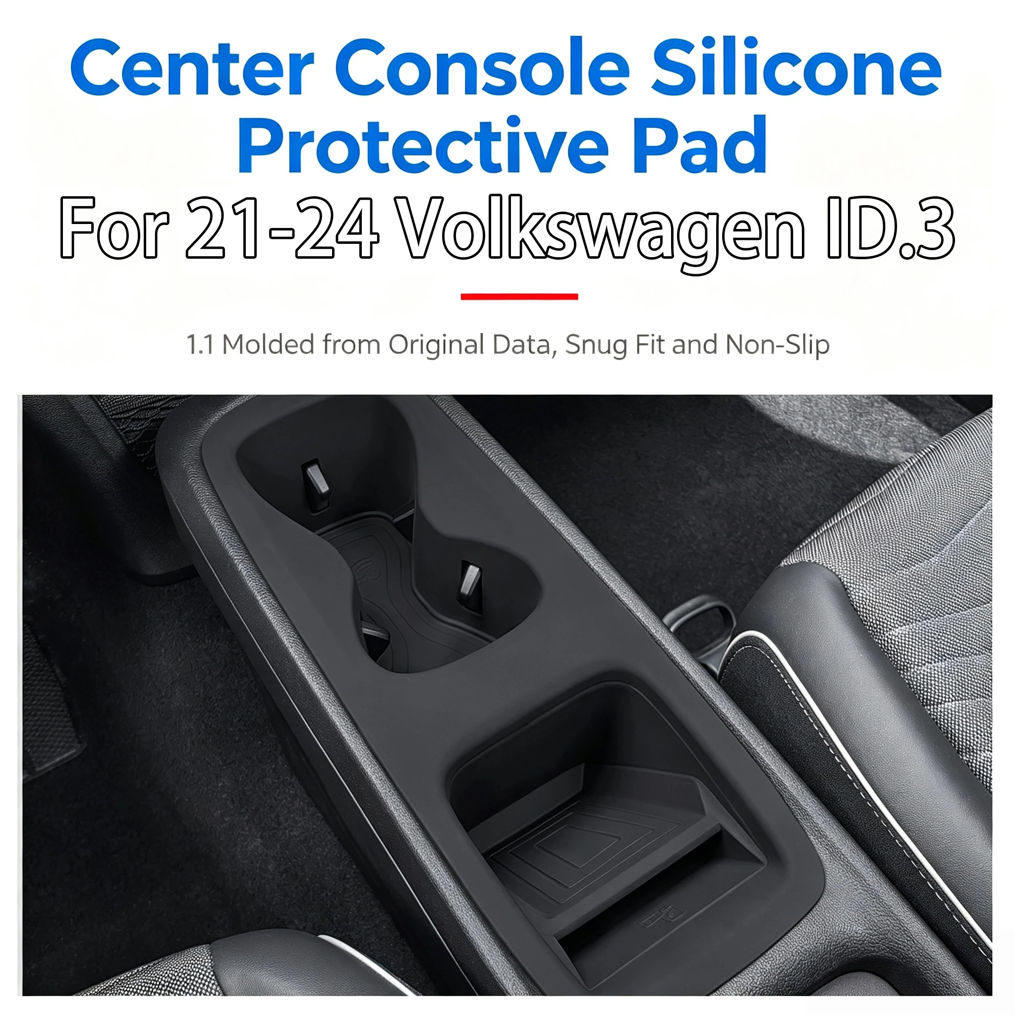 VW ID.3 2021-2025 Center Console Silicone Mat With Cup Holder Protector Anti-Scratch Dashboard Pad Car Interior Accessories