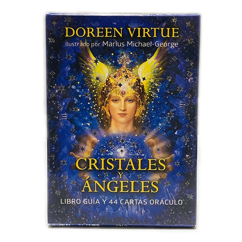 Crystals Angel Oracle Cards 44 Deck 10.4*7.4cm Spanish Version Fate Divination Tarot Board Game Cristales Ángeles