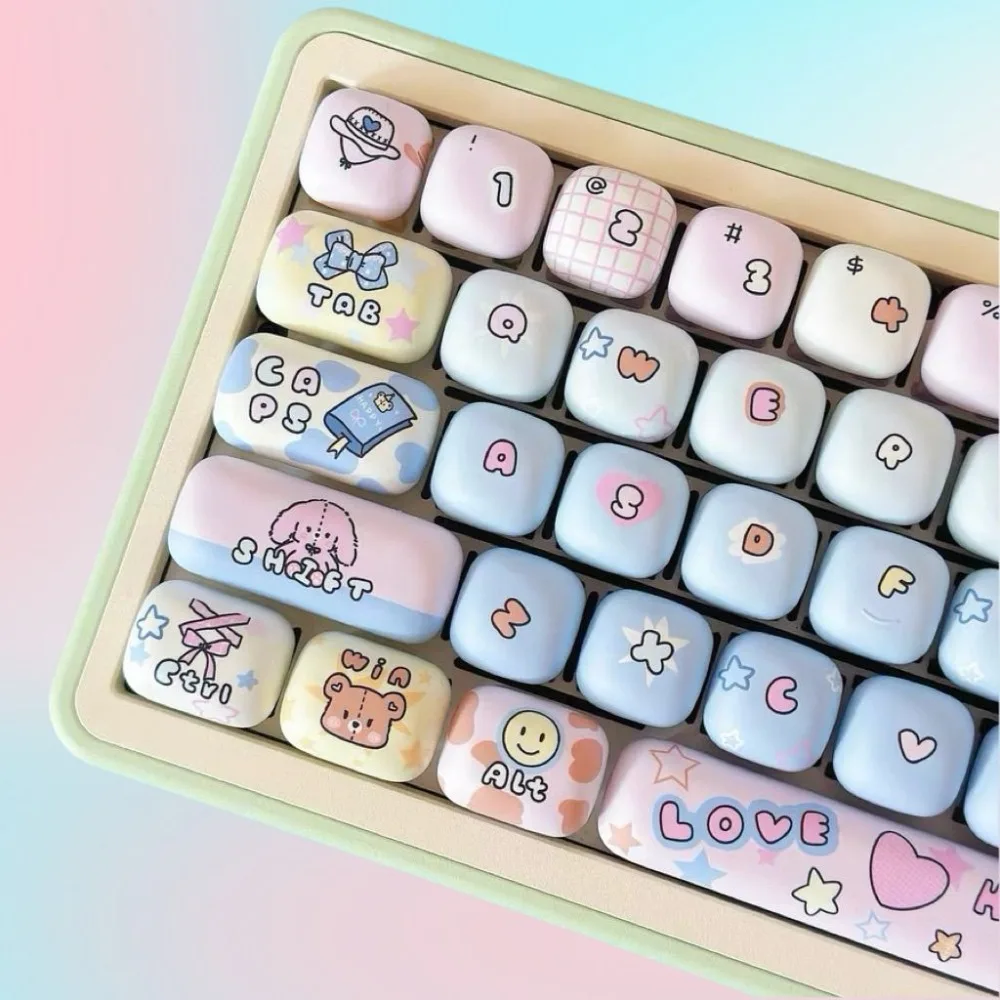 Toy house keycaps mog height pbt sublimation light blue keycaps for 75.84.68.87. 98.104