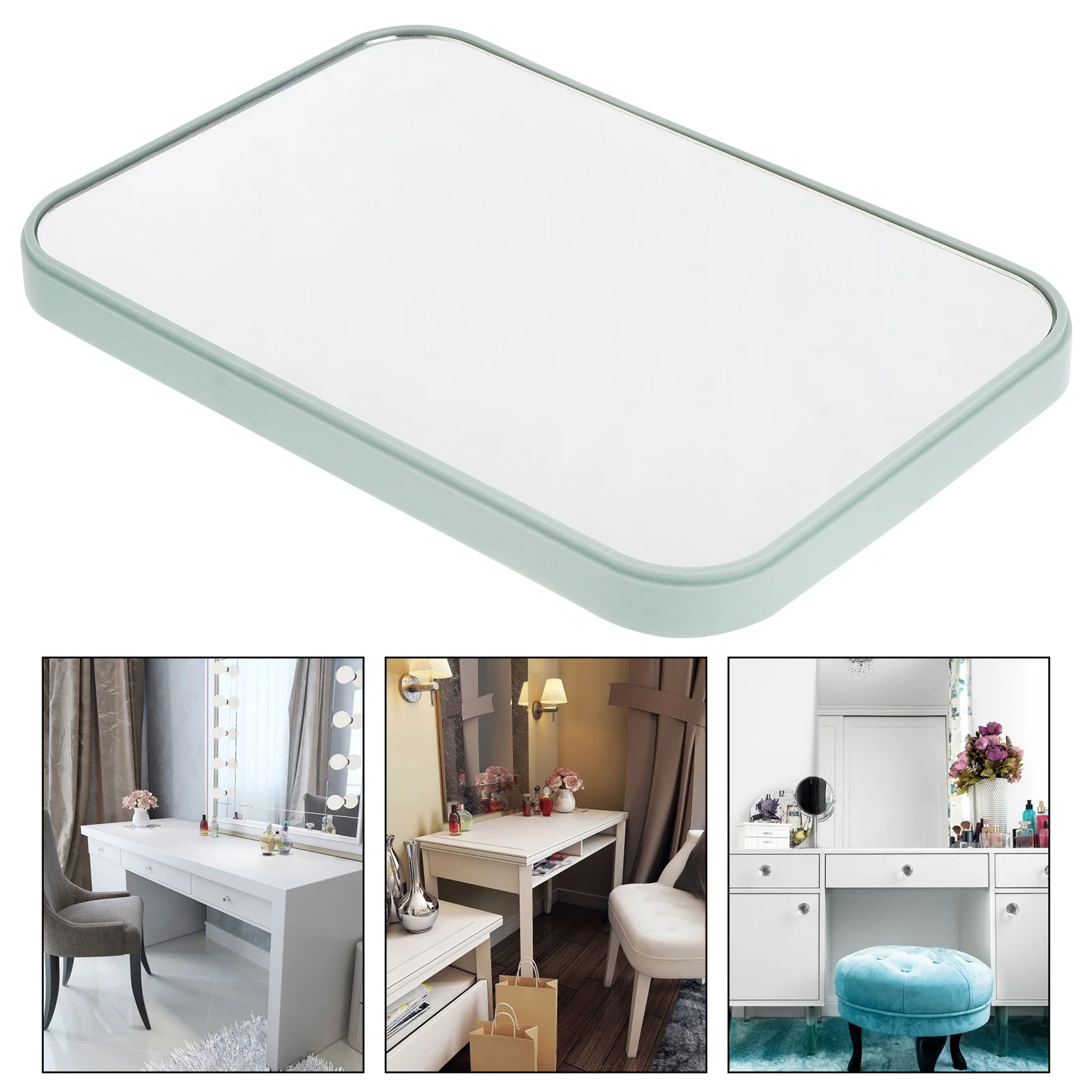 Kompakter, faltbarer Desktop-Spiegel, hellgrün, hochauflösende, klare Oberfläche für Zuhause, Büro, Reisen, Klappspiegel