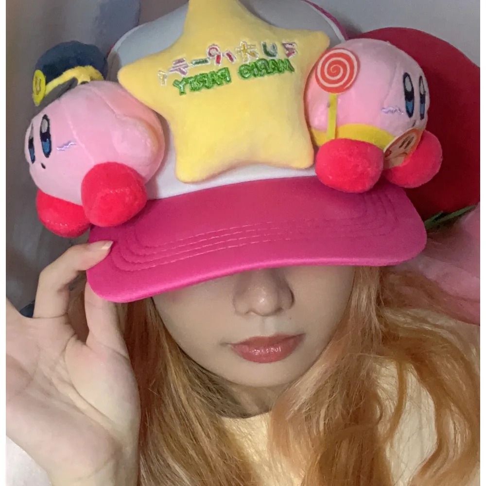 หมวกแก๊ป Star Kirby Original Self-made Star Truck, สินค้าอนิเมะน่ารักเฉพาะกลุ่ม, หมวกแก๊ปทรงเป็ดปรับได้สำหรับเด็ก ของขวัญวันหยุด
