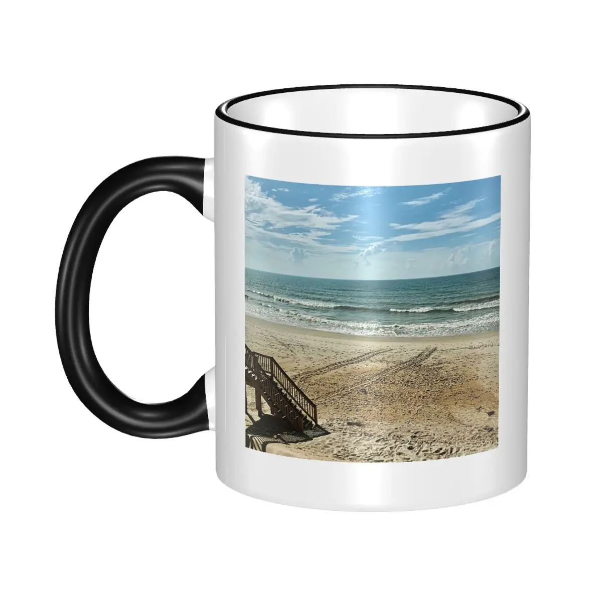 Surf City Topsail Island NC Sea Turtle Tracks Mug Funny Ceramic Coffee Cups Tea Mugs Milk Cup Drinkware Gifts for Woman Man