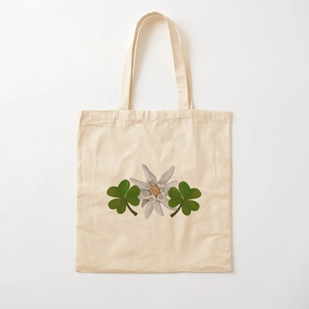 

Edelweiss and shamrocks Tote Bag Women's beach bags tote bag women Reusable bags Cloth bags Canvas Tote Bag