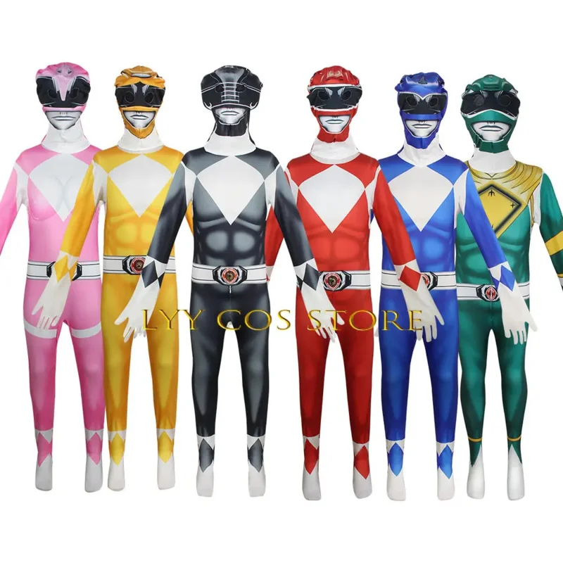Wholesale Anime Power Cosplay Samurai Shinkenger Costume Bodysuit Adult Halloween Birthday Party Zentai Suit Rangers Jumpsuit