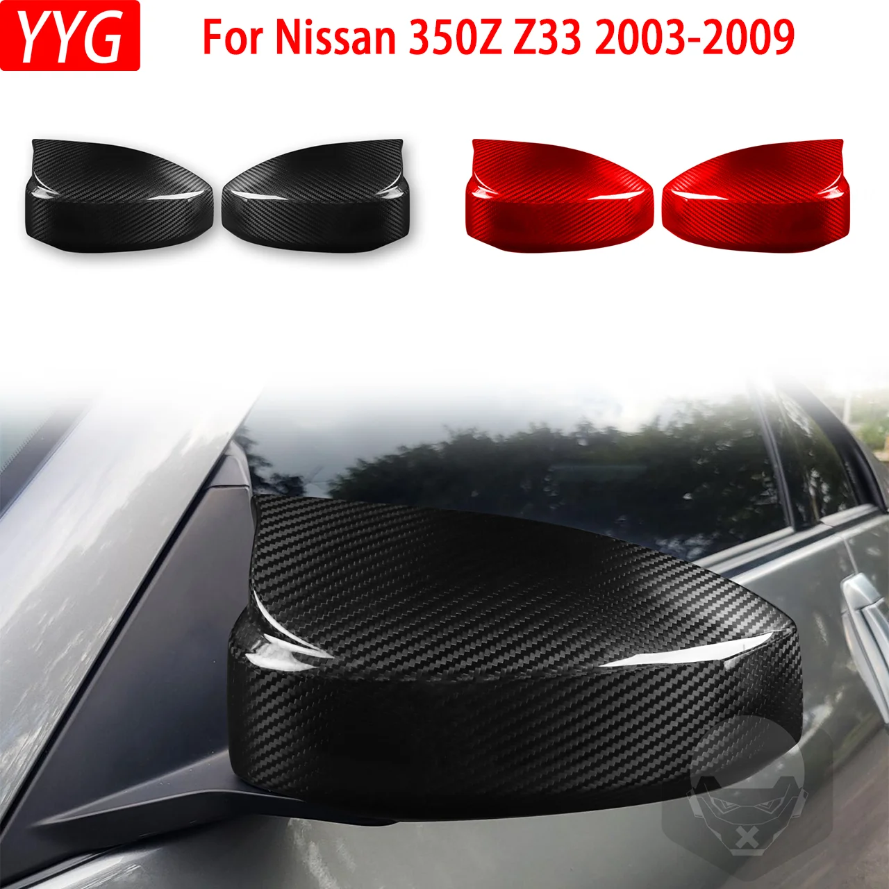 For Nissan 350Z Z33 2003-2009 Carbon Fiber Car Exterior Styling Rearview Mirror Covers Exterior Side Shells Decorative Stickers
