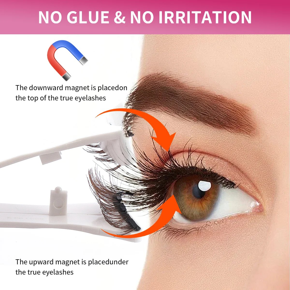 MAGEFY 2 Pairs Magnetic Eyelashes with Applicator Glue Free Daily Repeated Use Can be Adjusted at Any Time Easy for Beginners