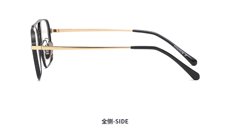 Leichte reine Titan rahmen Retro Polygon Brille Pilot Ultra Doppelbrücke maßge schneiderte optische verschreibung pflicht ige Brillen Mann – Detail 10