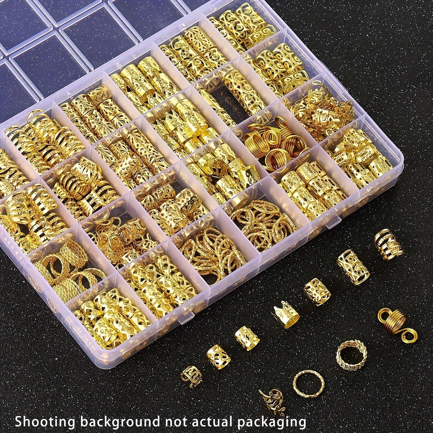 280pcs Alloy Hair Accessories Set, Elegant Bohemian Style, Hollow & Beaded Designs, Round Shape, Unisex Hair Jewelry Decorative