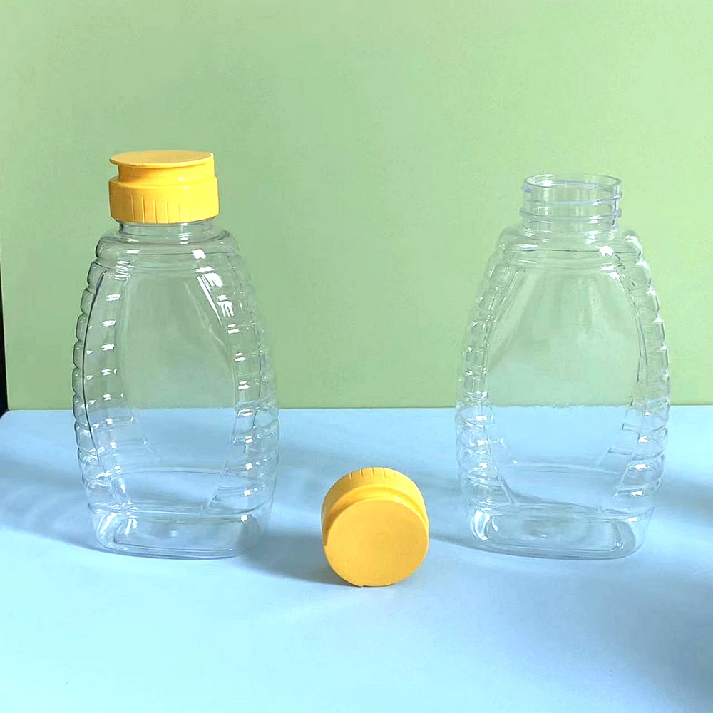 300 Pieces Pack Plastic Honey Bottle 270ML/9oz Squeezing Bottle Silicone Valve Cap Food Grade PET Honey Dispenser Honey Jar